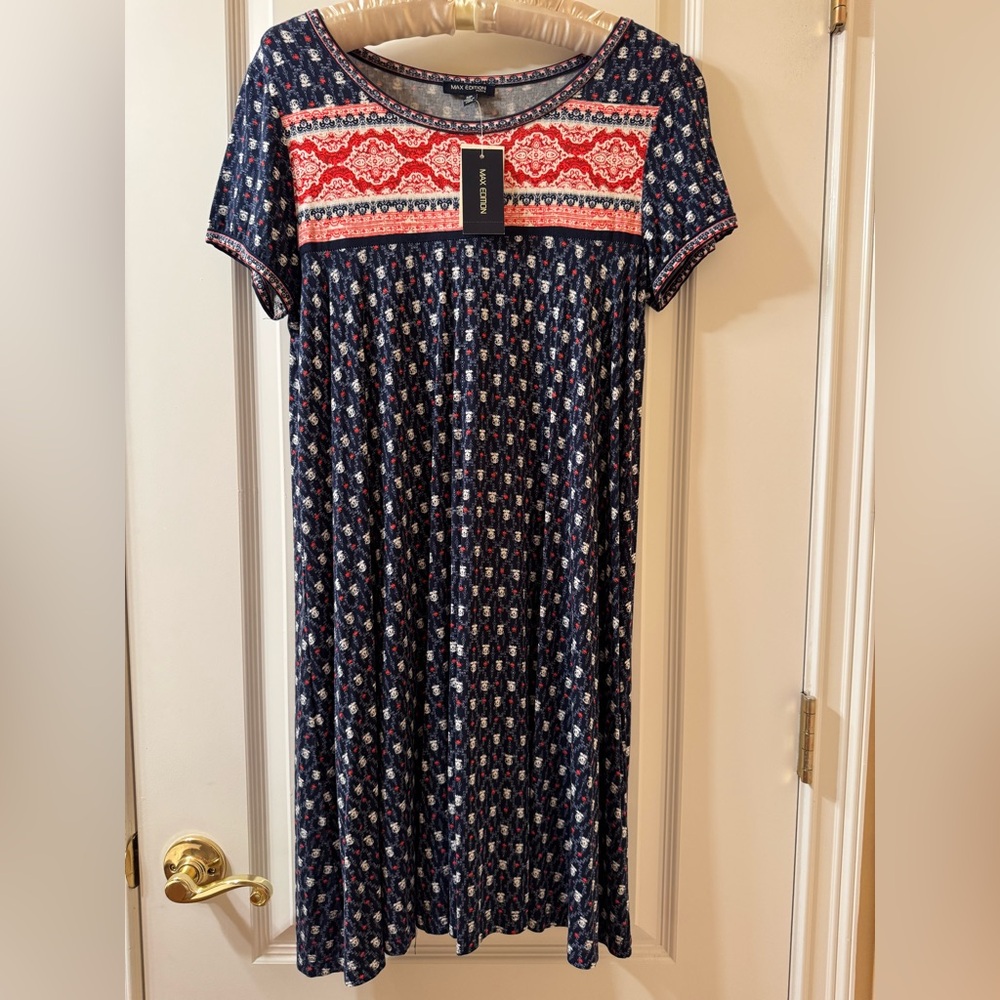 Max Edition Navy, Red and White Sundress Casual Resort Wear - Picture 2 of 10